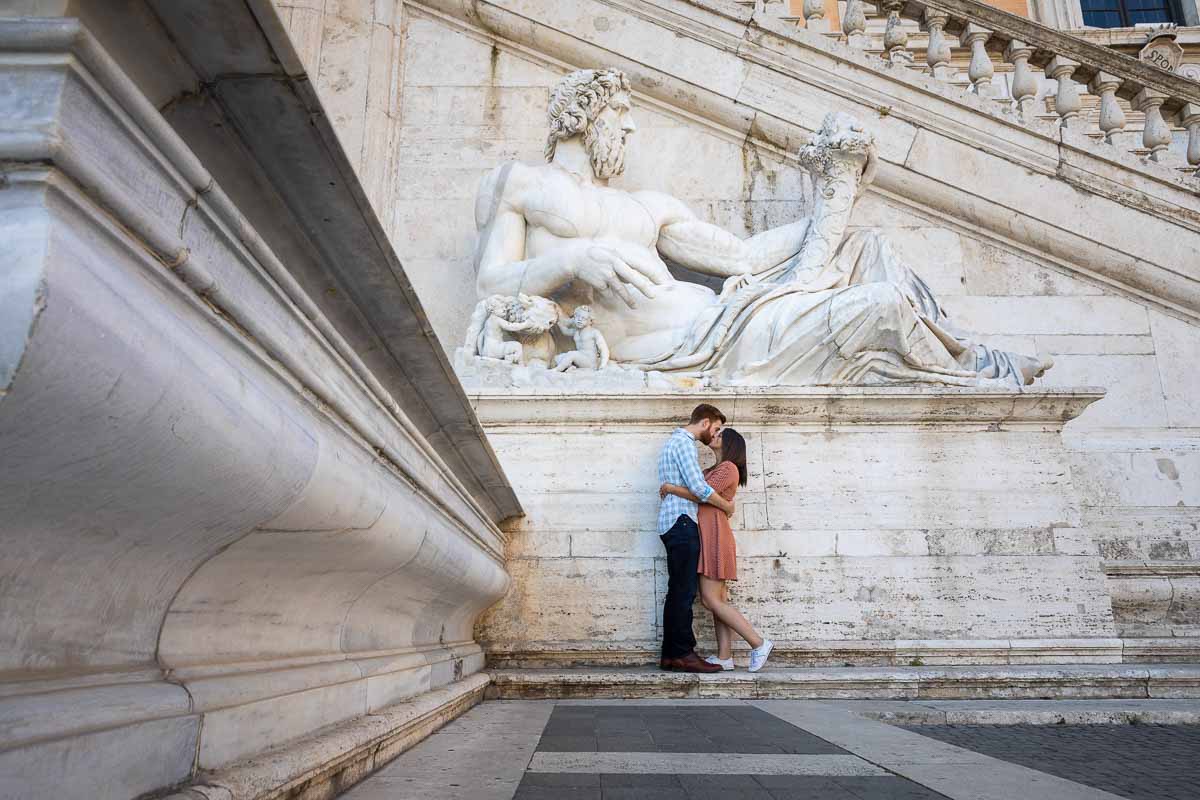 Unique and creative imagery of being together on a honeymoon in Rome Italy
