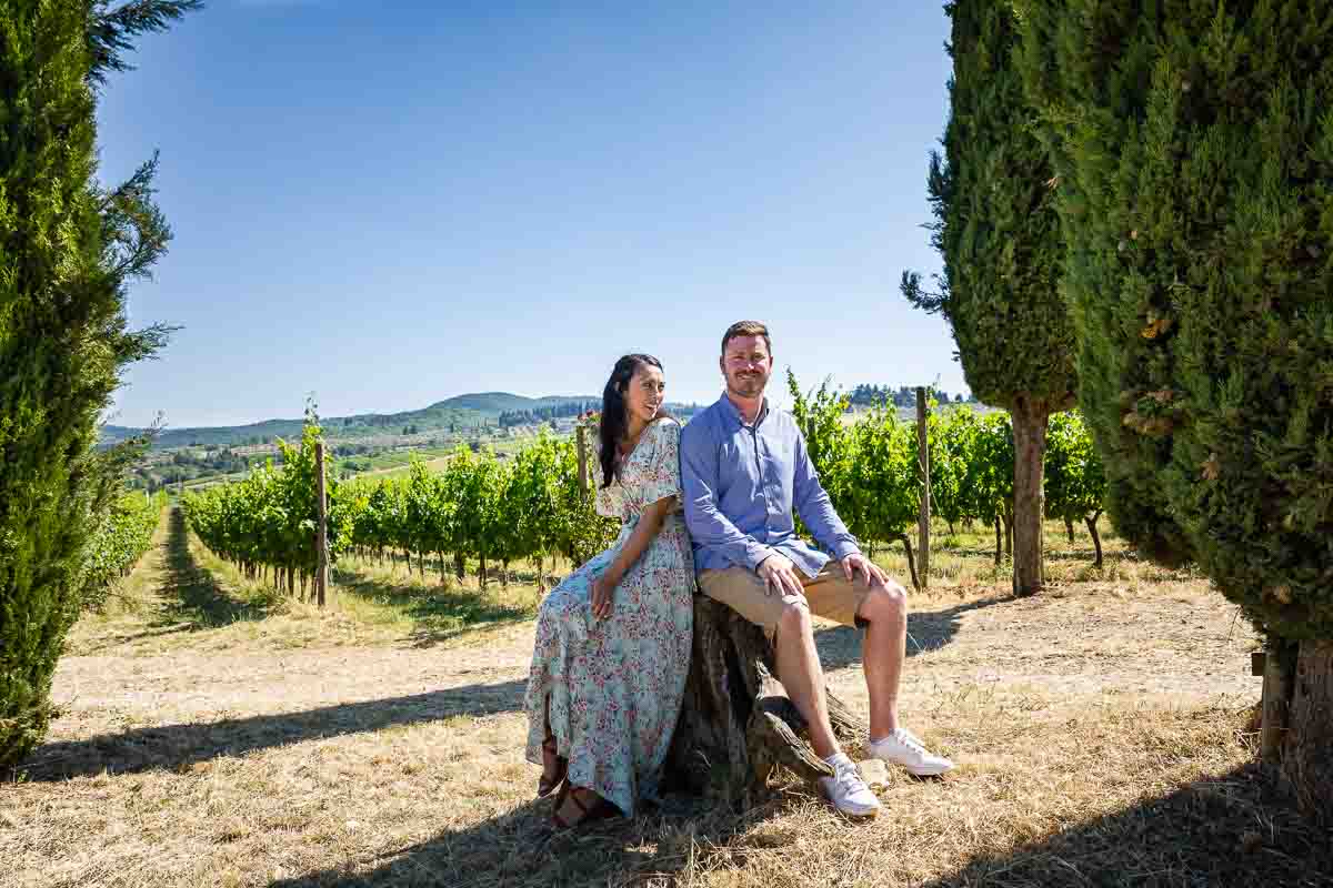 Sitting down in a tuscan countryside winery