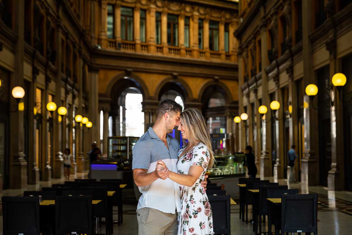 Couple portrait picture in a scenic location in Rome