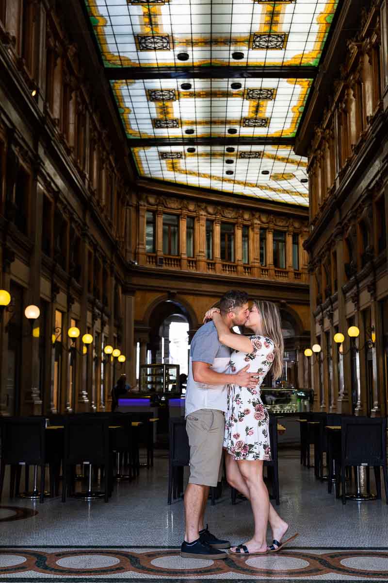 Engagement photo shoot in Galleria Alberto sordi in Rome