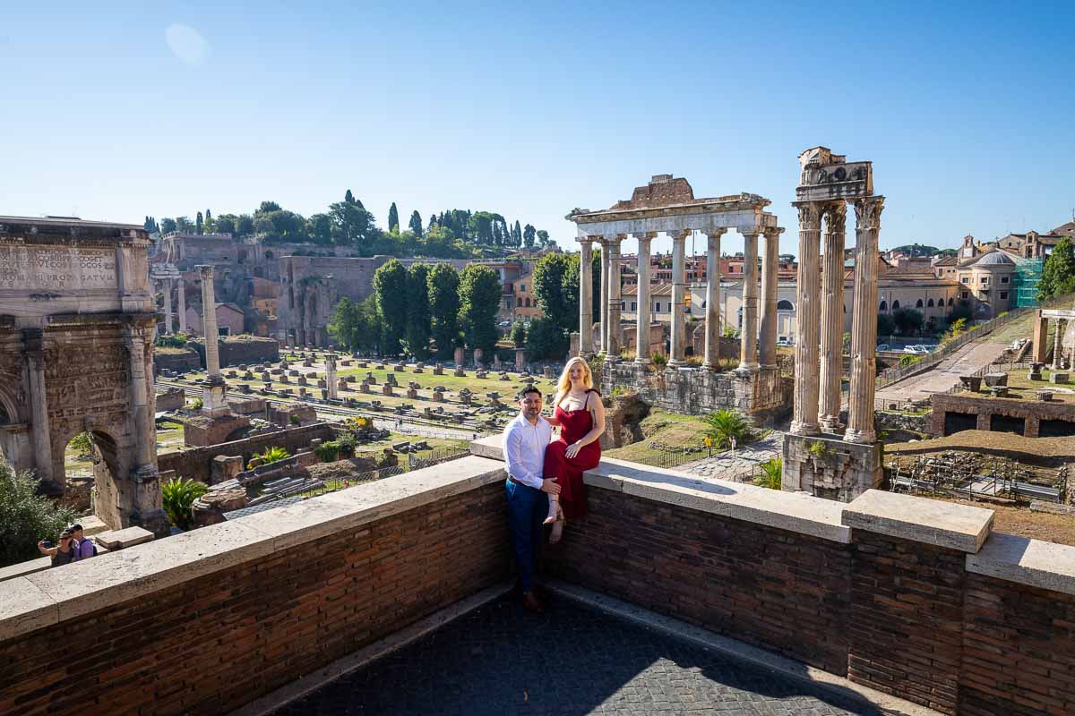 Sitting in the middle of the roman forum during a photoshoot portrait session