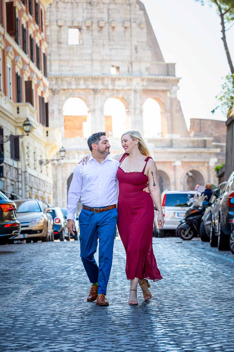 Waling in the street of Rome while on a couple photo shoot