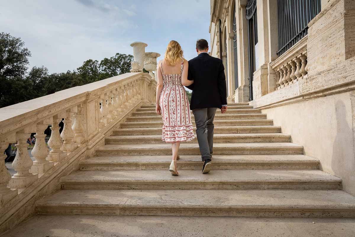 Walking together up the stairs