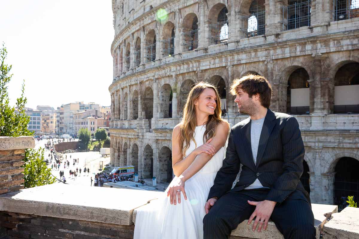 Colosseum photo session with married couple posing for some photographs