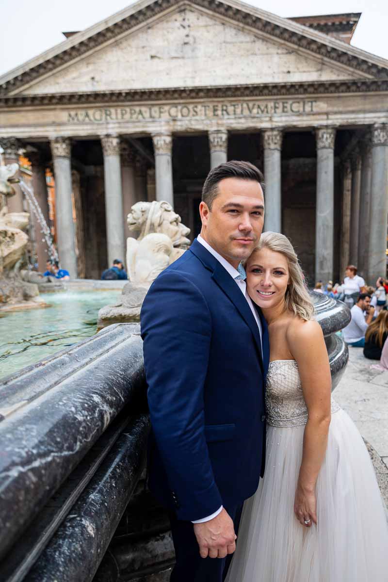 Bride and groom portrait at the Pantheon