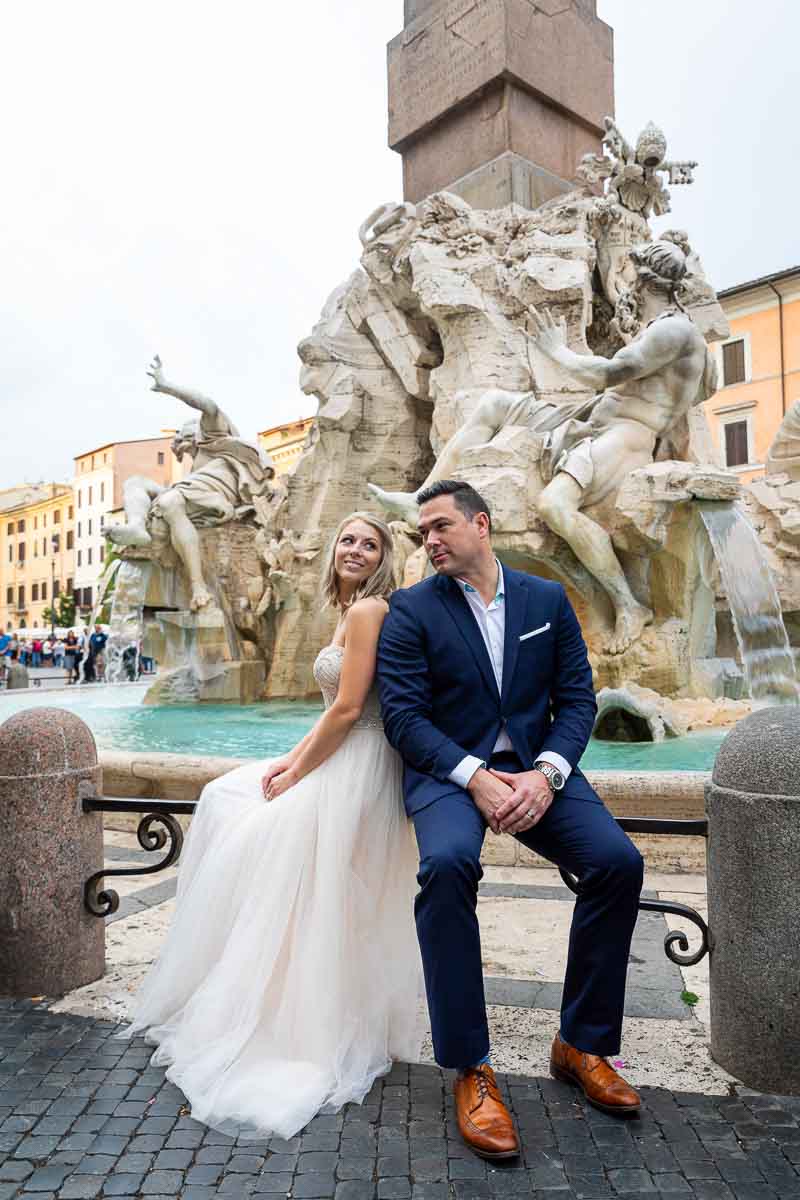 Portrait photo at the bottom of the four river fountain