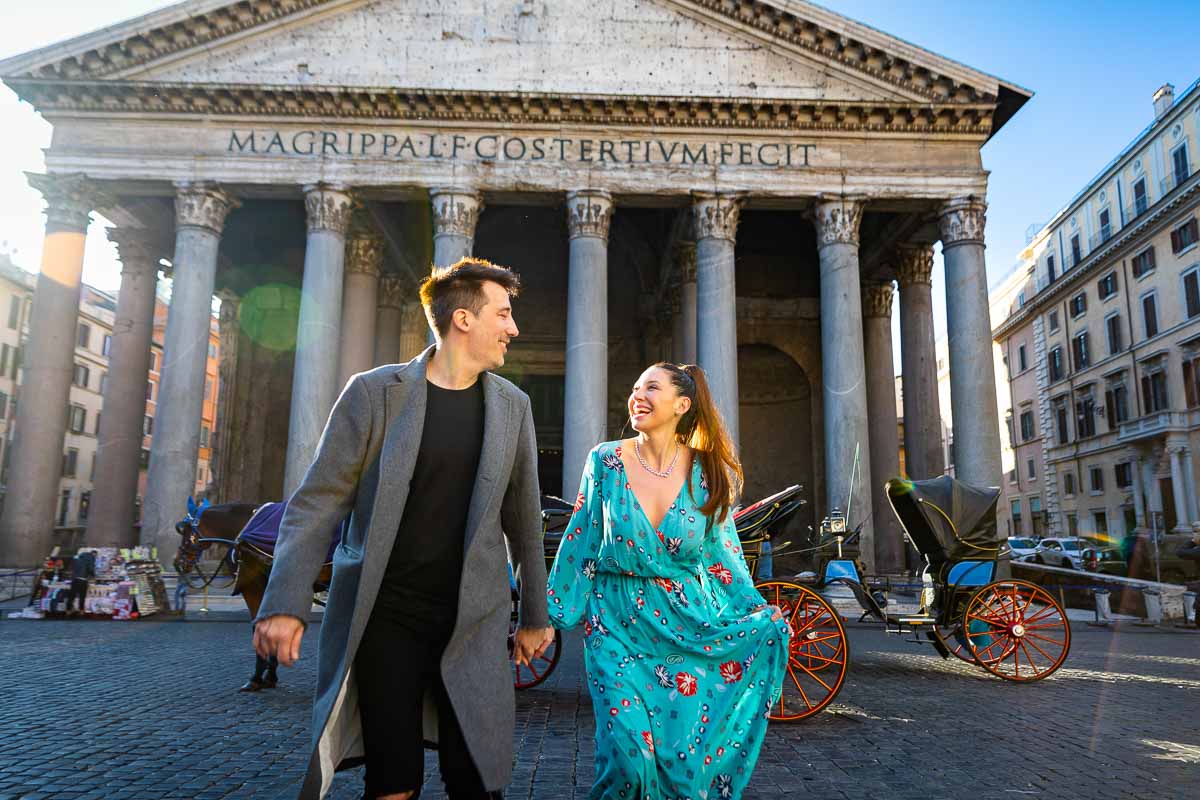 Epic Rome couple photoshoot taken at the Roman Pantheon