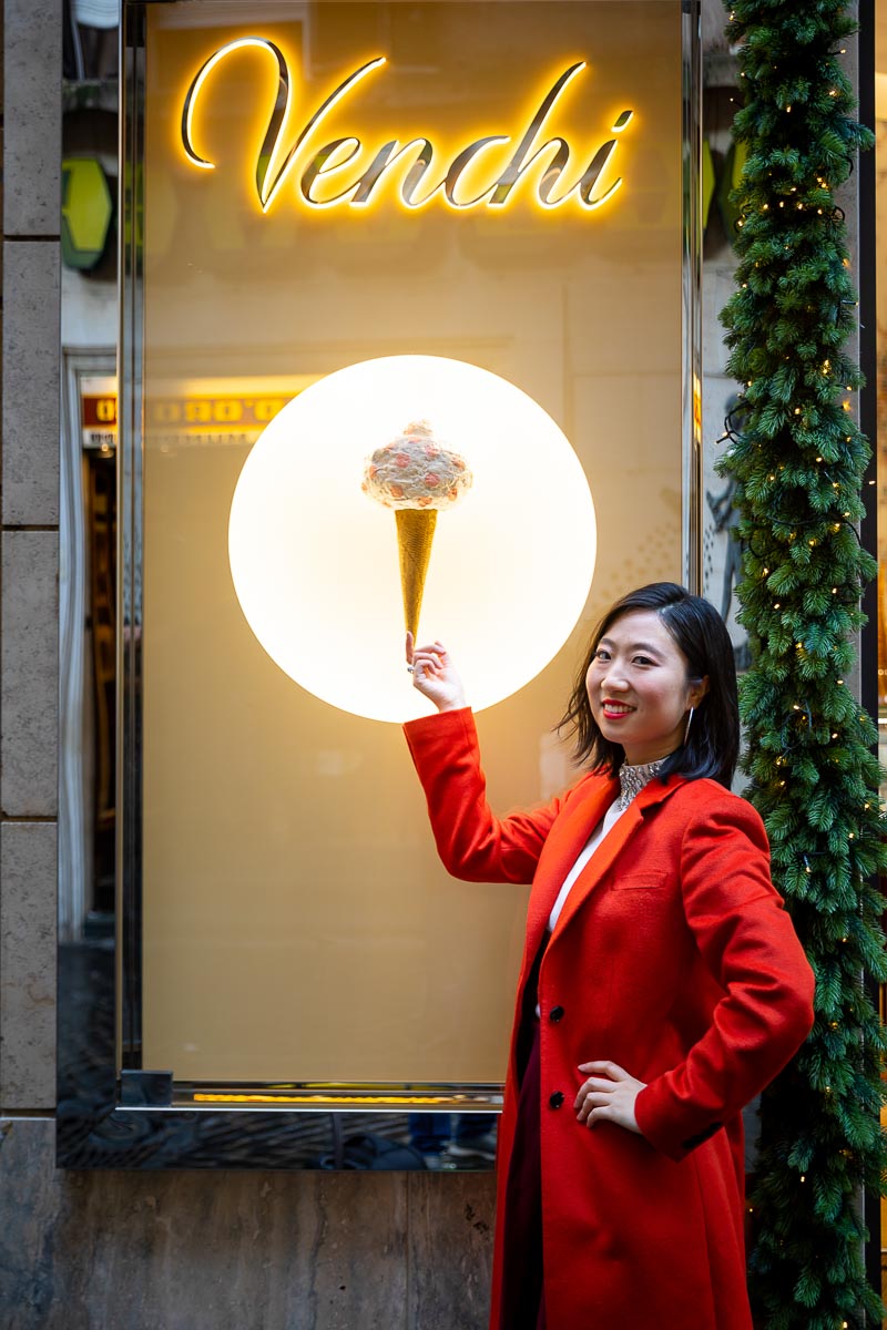 Getting a Venchi Ice Cream Rome portrait in one of the most instagrammable places in Rome