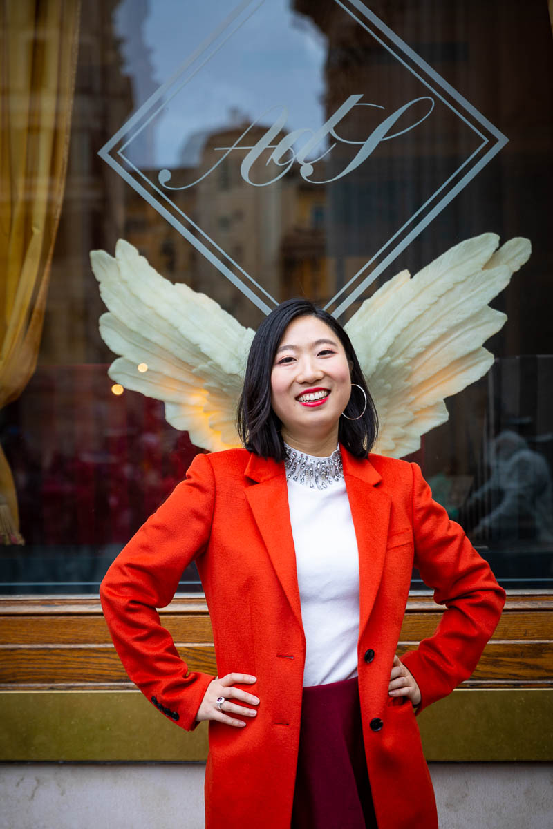 Model with wings posed portrait