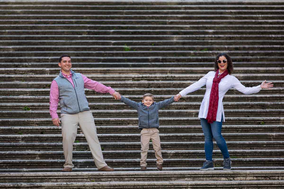 Family picture taken on the large staircase found in the Campidoglio square