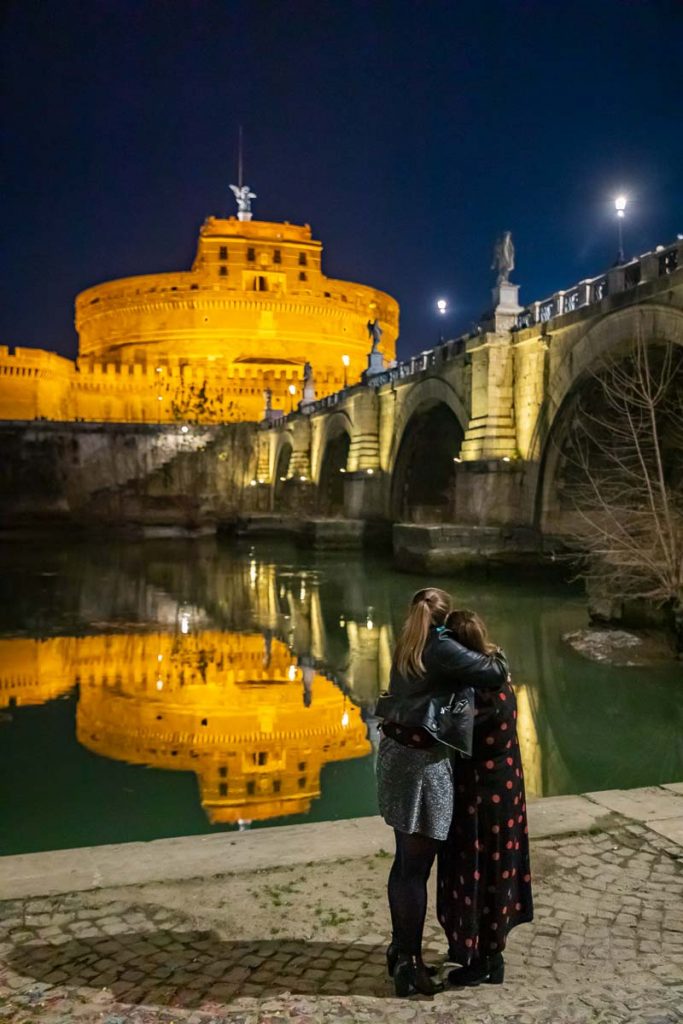 Romantic nighttime view of Rome