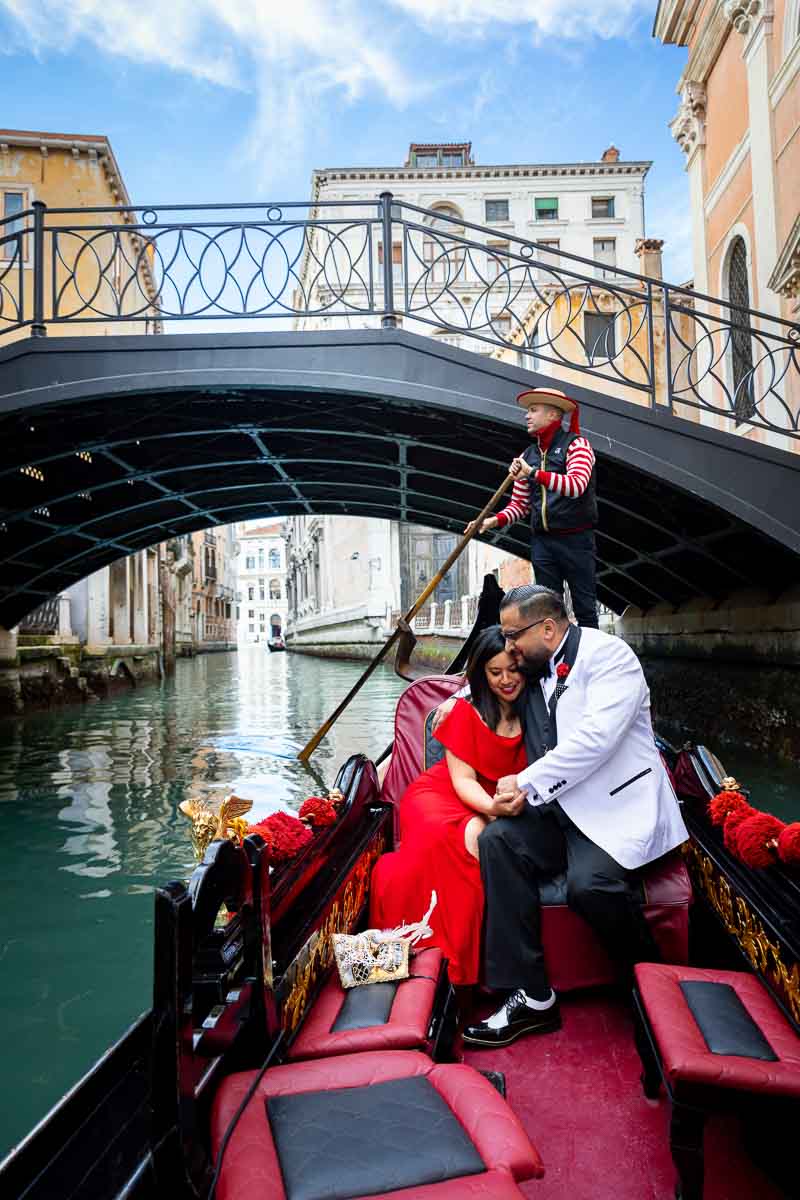 Engaged while navigating the small water canals 