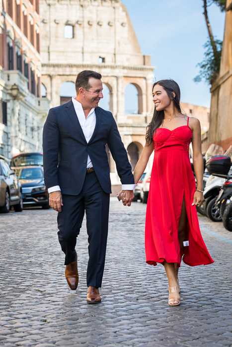 Walking on a cobblestone alleyway in the streets of Rome 