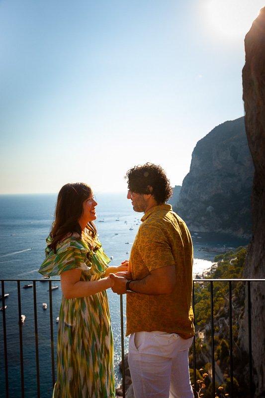 Together during a photoshoot in the Italian coastline. Capri surprise proposal 