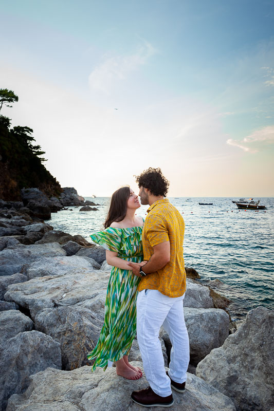 In love in Italy taking engagement pictures together