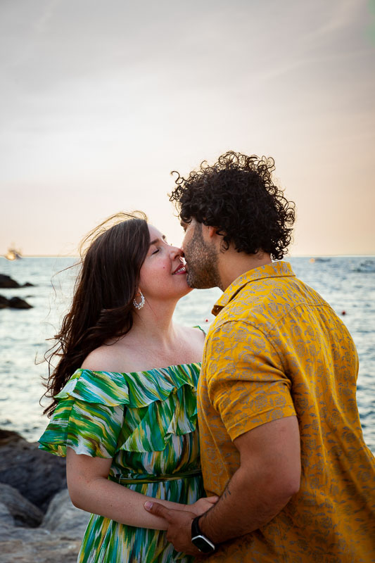 Kissing at sunset portrait picture