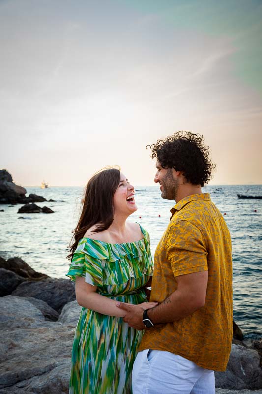 Laughing and smiling during an Italian photo shoot session 