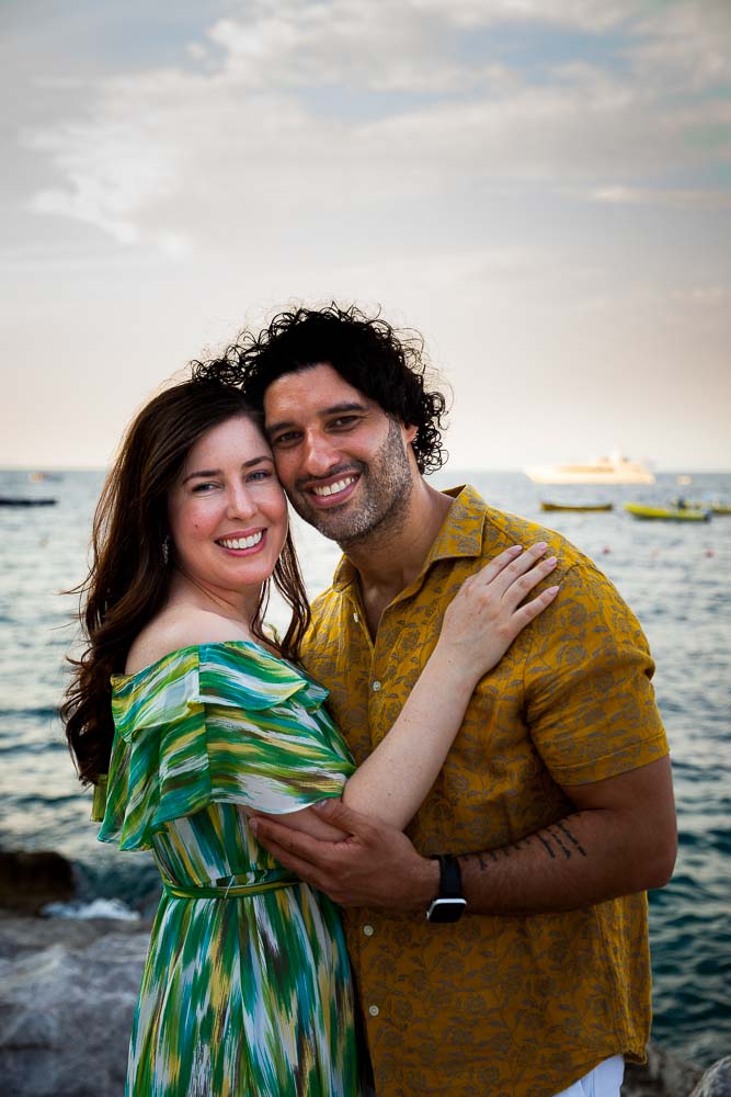 Closeup portrait picture. Surprise proposal in Capri 