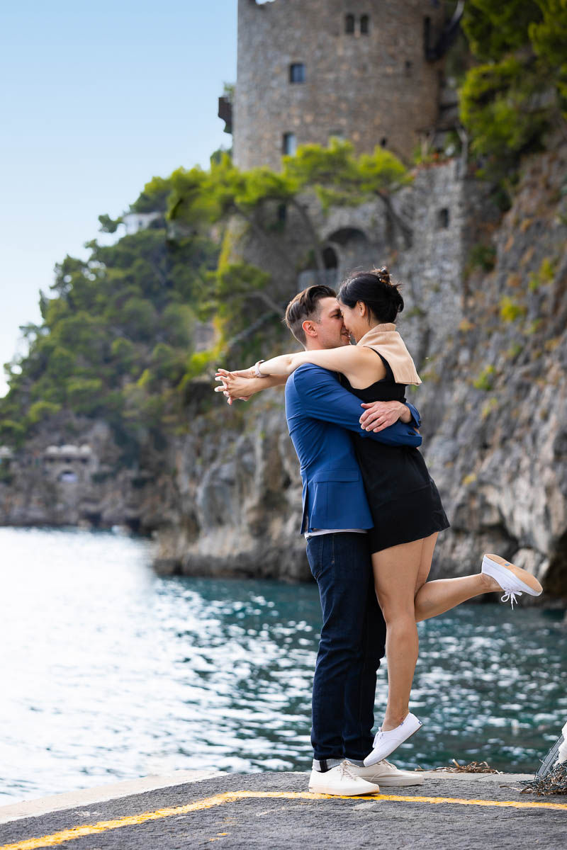 Jumping for joy. Just engaged in Italy photoshoot