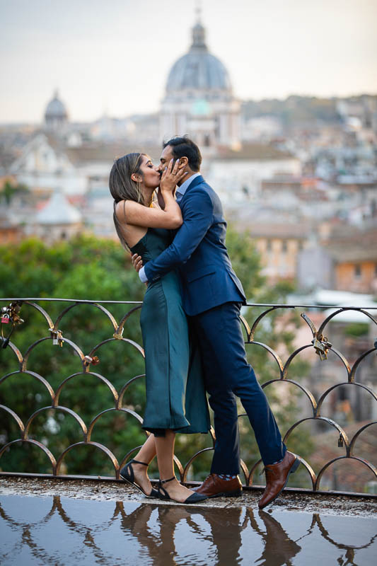 Proposal image 7. Just engaged in Rome. Romantic kiss