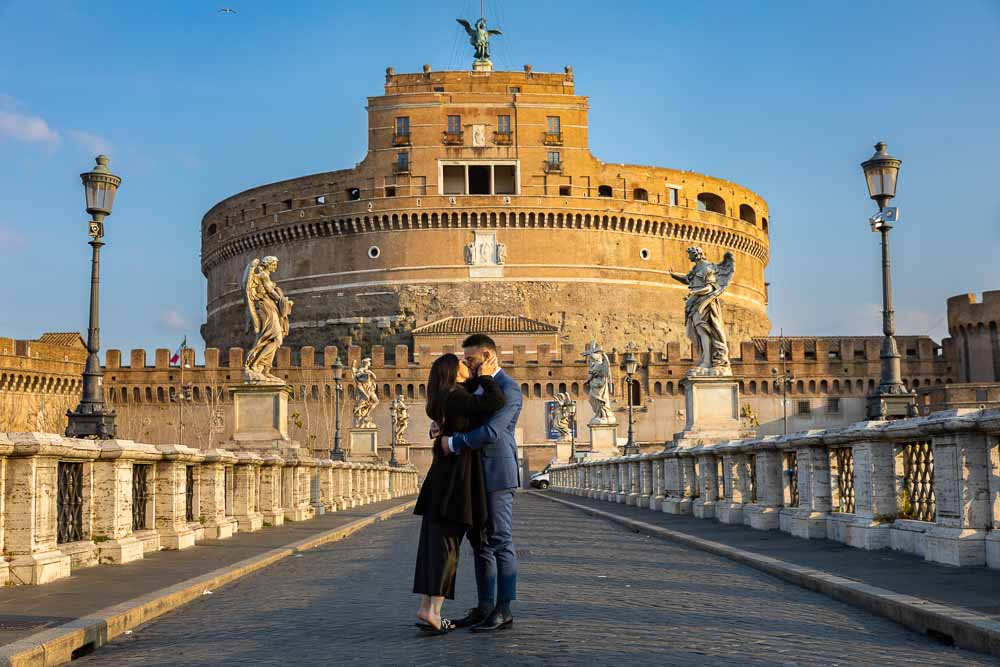The she said yes moment. Just engaged at the Castel Sant'Angelo in Rome Italy