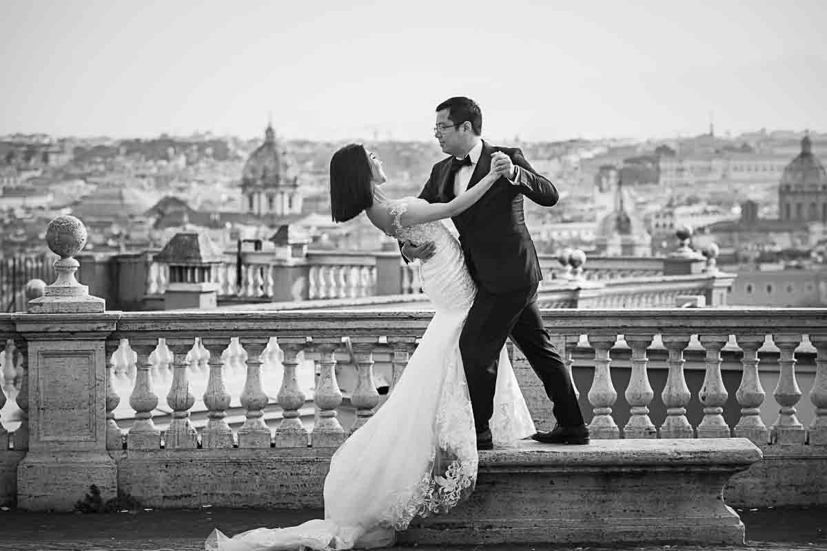 The dip. Black and White photography. Image taken at the Janiculum hill in Rome Italy by the Andrea Matone photographer studio