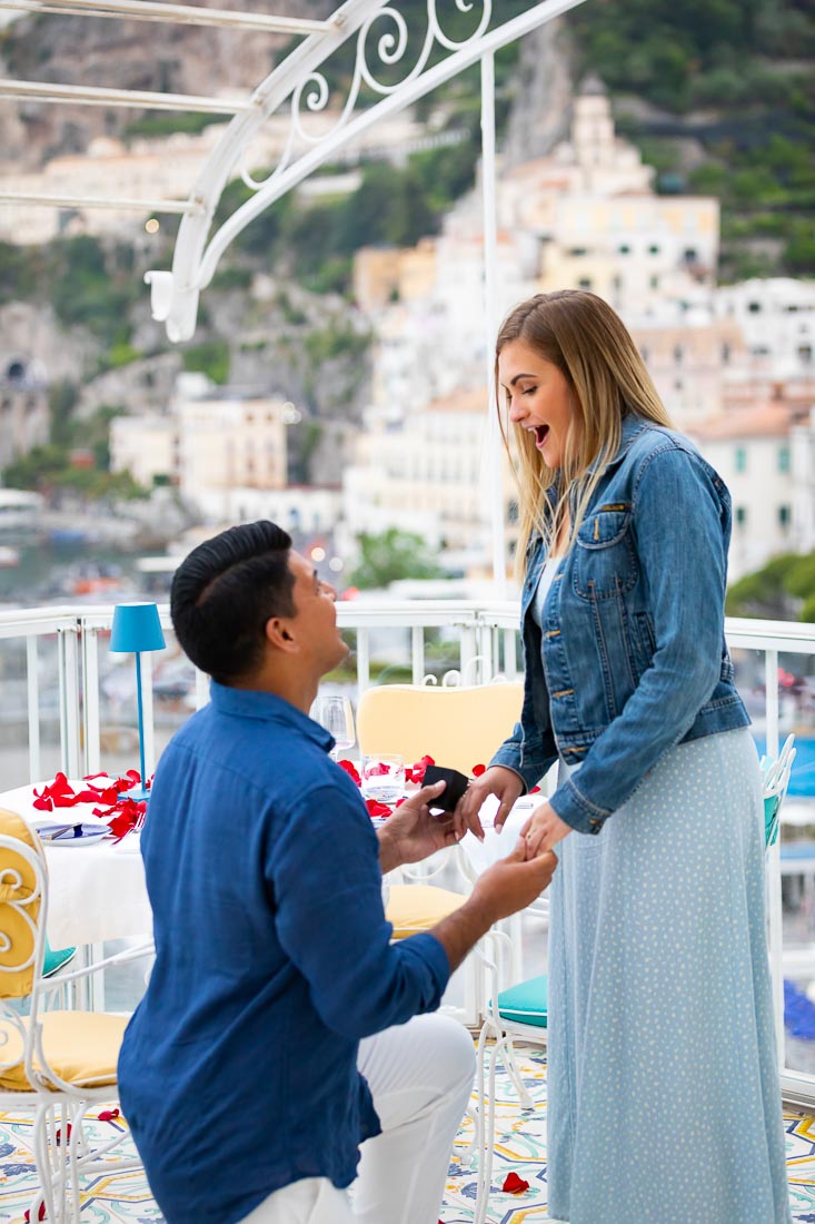 Amalfi Surprise Wedding Proposal Surprised by asking the big question overlooking the city from above