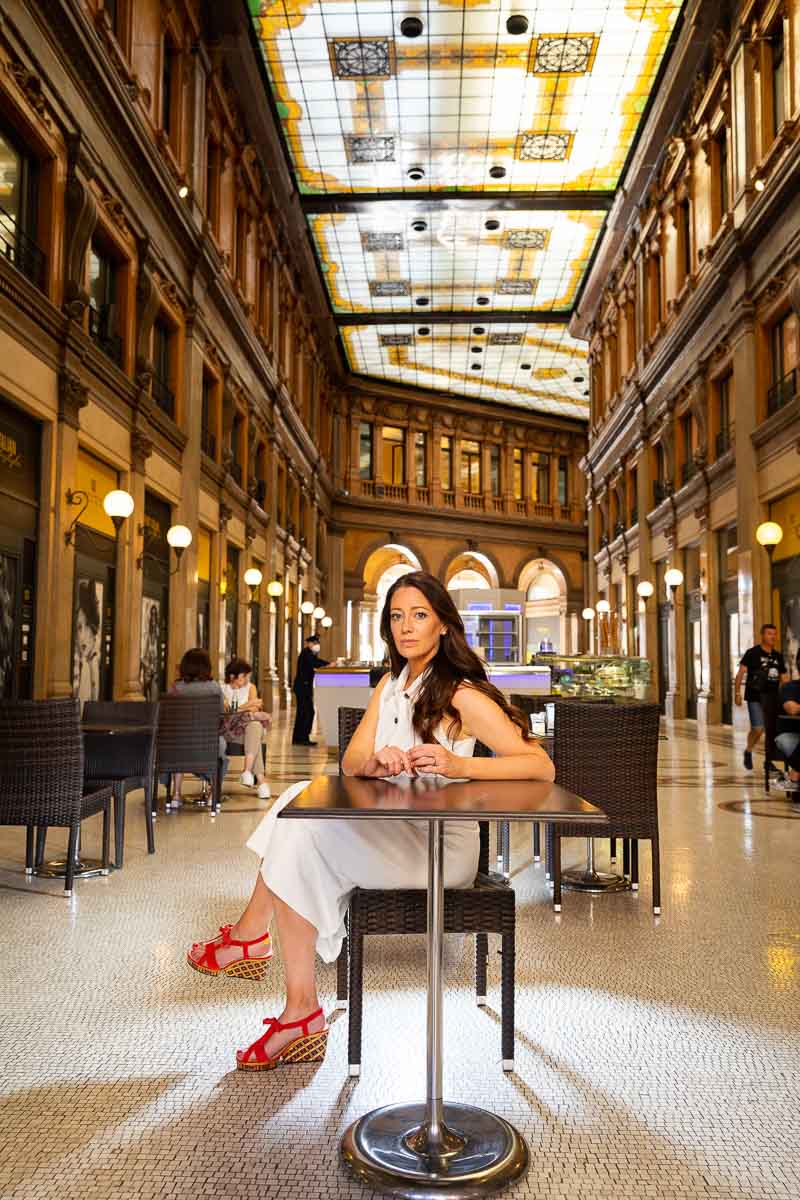 Indoor photography inside Galleria Alberto Sordi while having an Italian expresso coffee