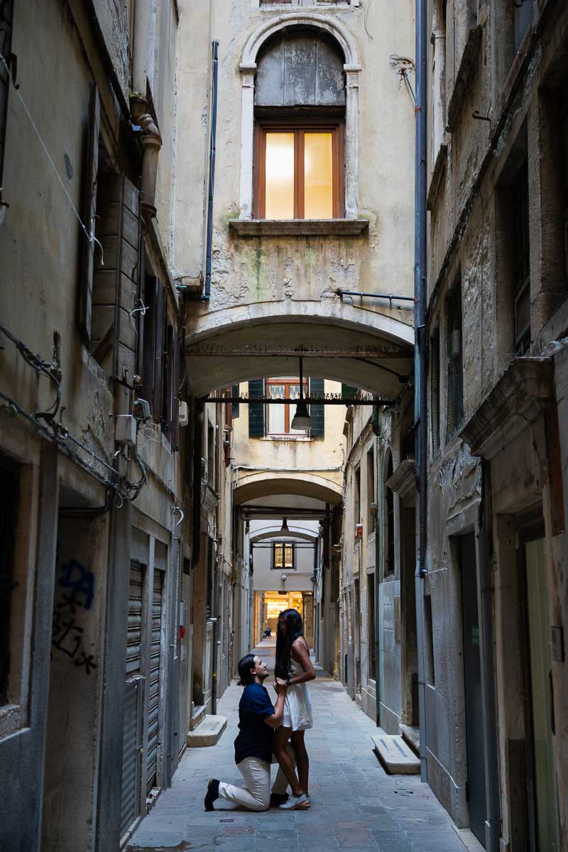 Posed shot taken on an alleyway as light starts ti diminish