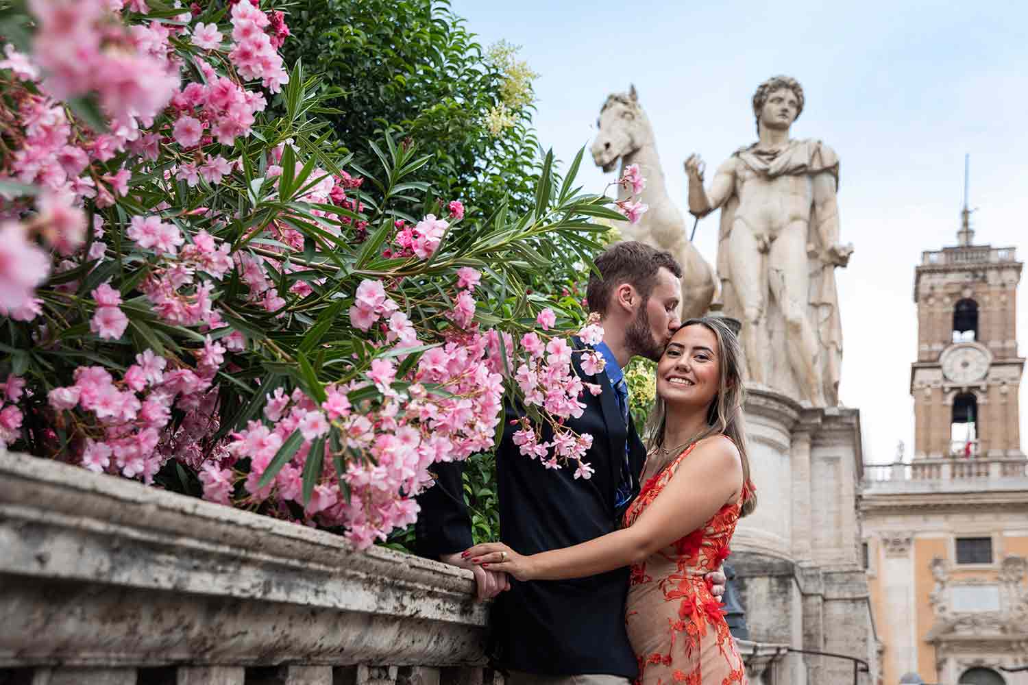 Just engaged engagement pictures photographed among beautiful blossoming flowers