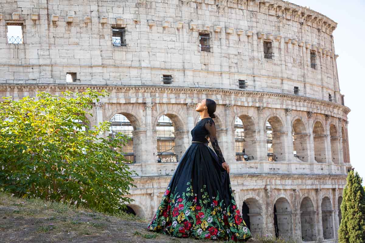 Solo model photography photographed by the Colosseum in Rome Italy
