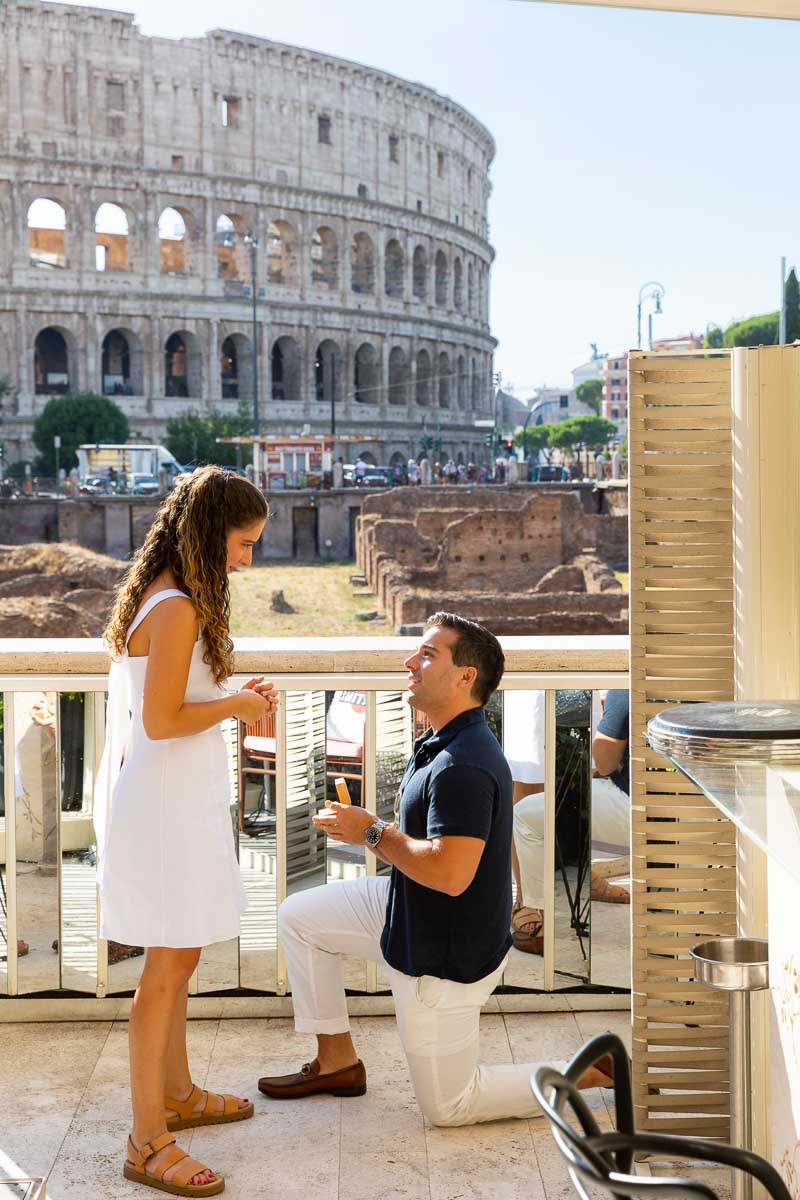 Rome Private Venue Proposal. Knee down wedding marriage proposal taking place at the Court in Rome, Italy