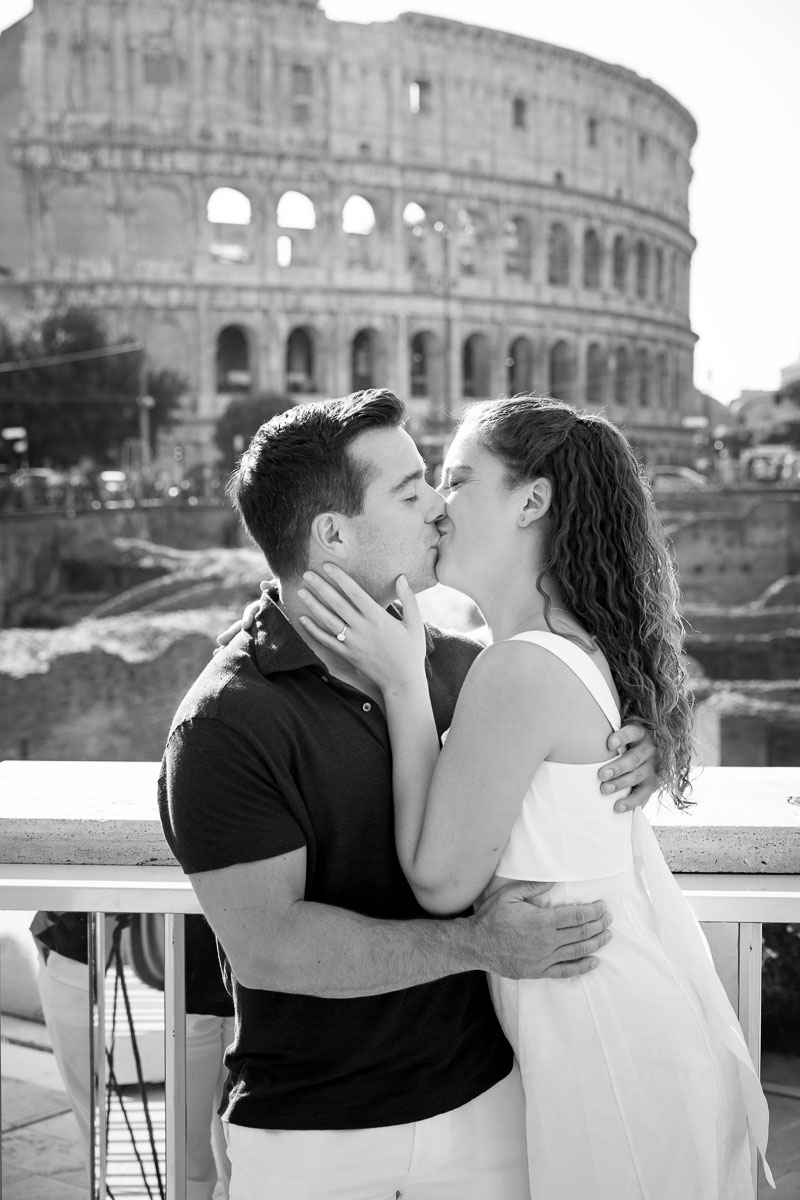 Just engaged in Rome Italy duting a Rome photography session. Black and White image conversion