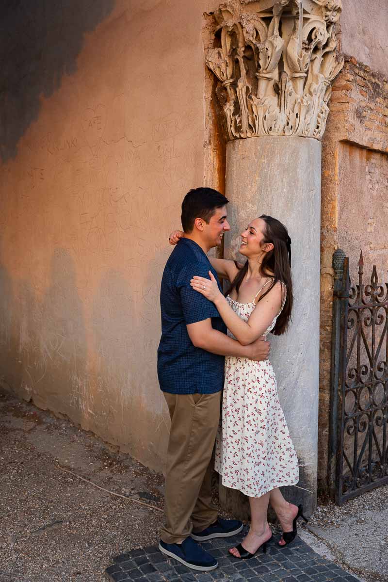 Engagement photos taken together after a surprise wedding proposal