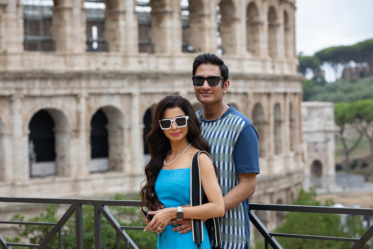 Couple portrait taken at the Roman Colosseum 