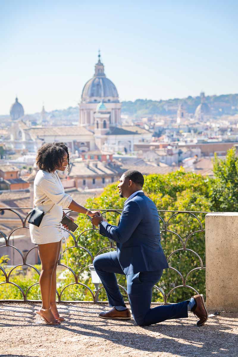 Proposing at Parco del Pincio in Rome Italy