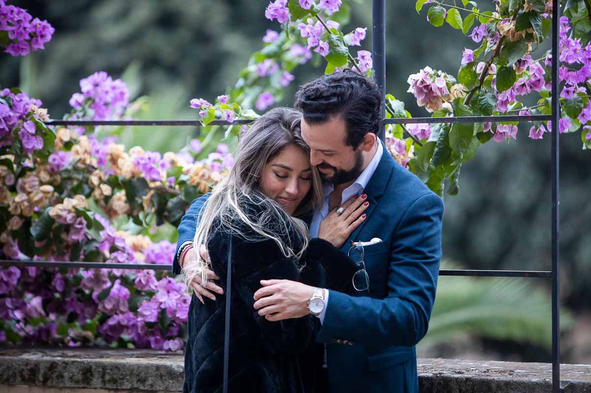 Couple together in the Villa Borghese park