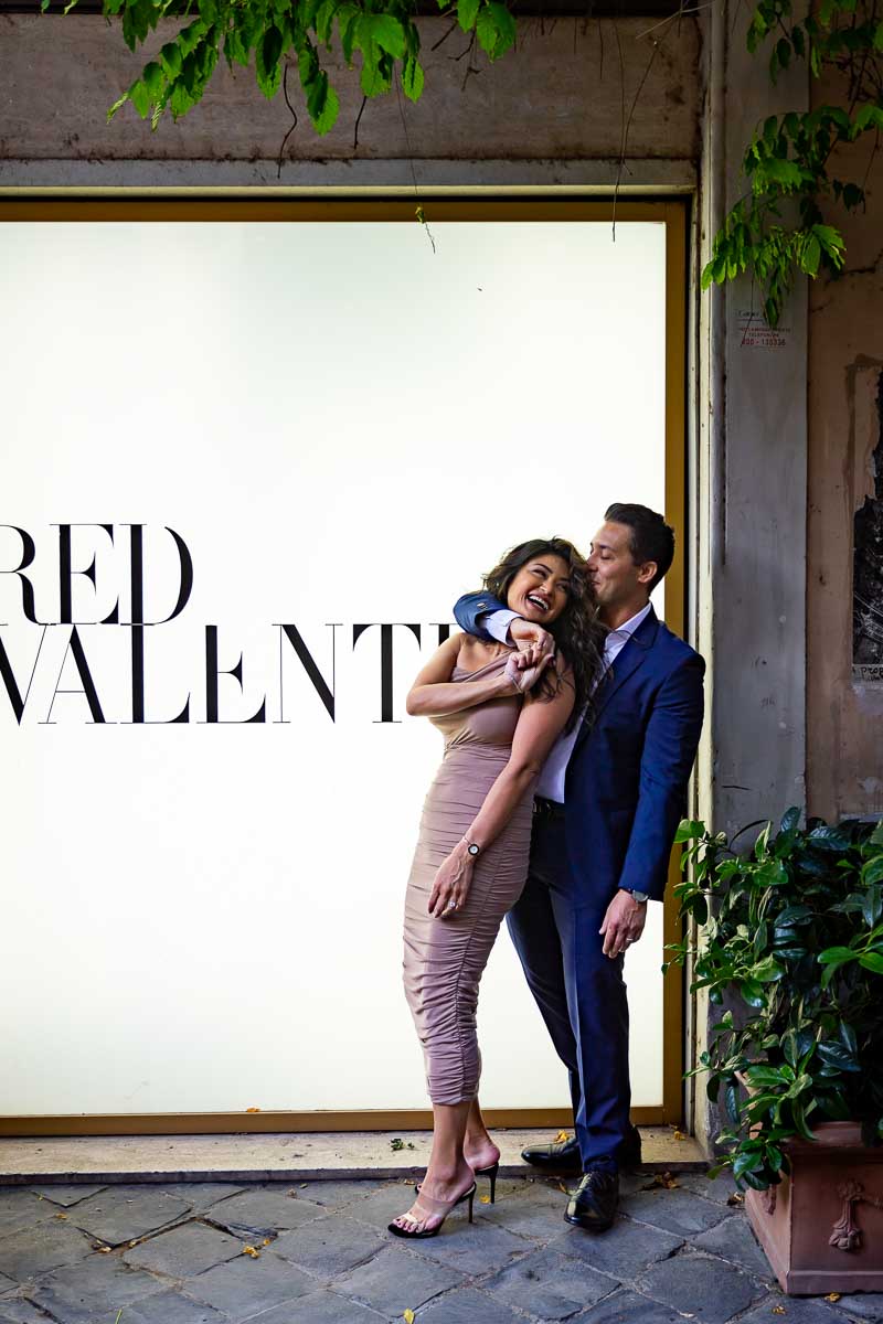 Valentino showcase fun picture. Anniversary photo shoot in Rome
