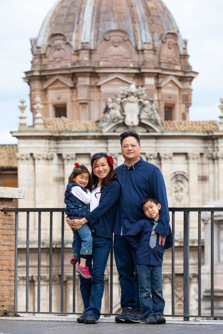 Picture taken near the Campidoglio square with a unique view over an ancient Roman Church in Rome Italy