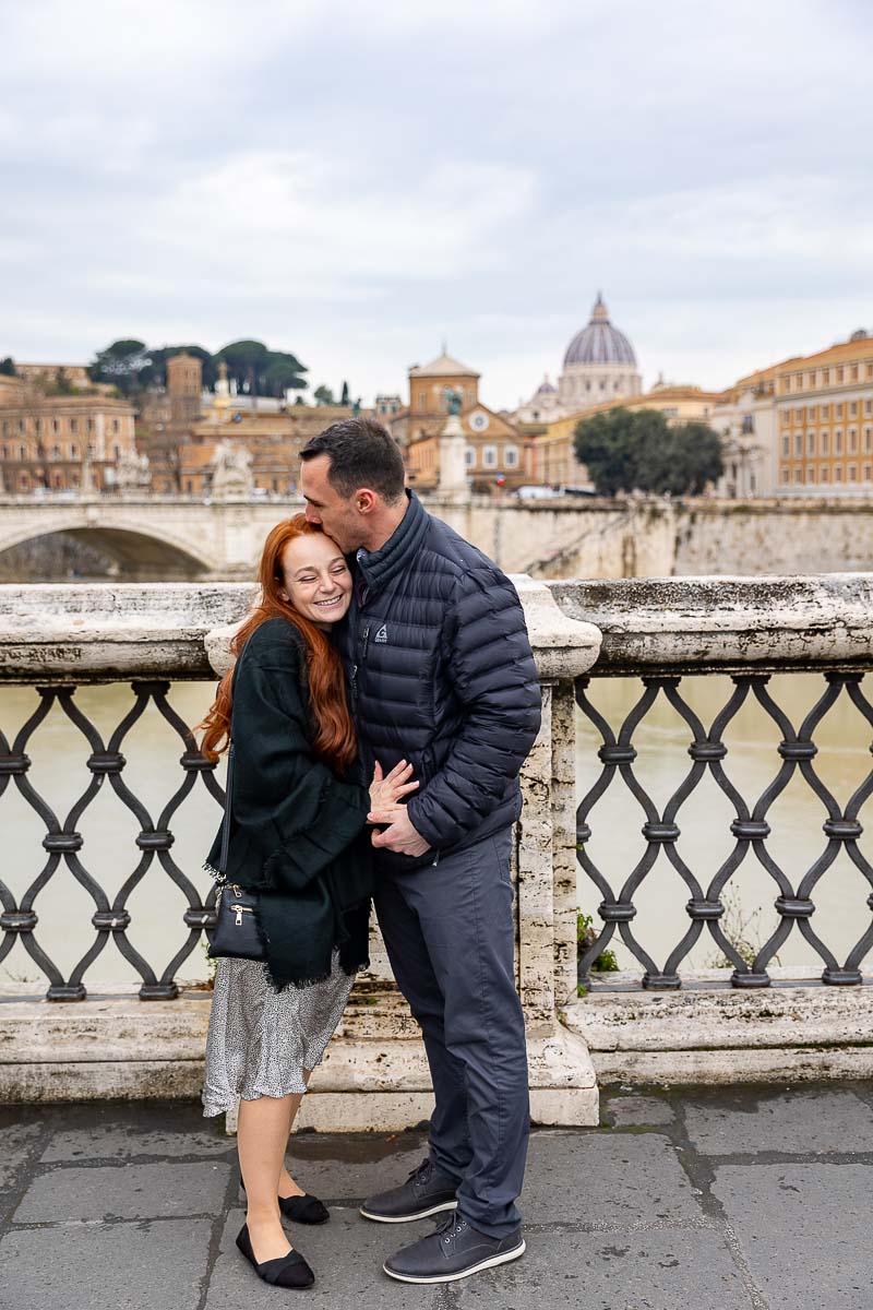 Just engaged in Rome on the Sant'Angelo bridge in Rome