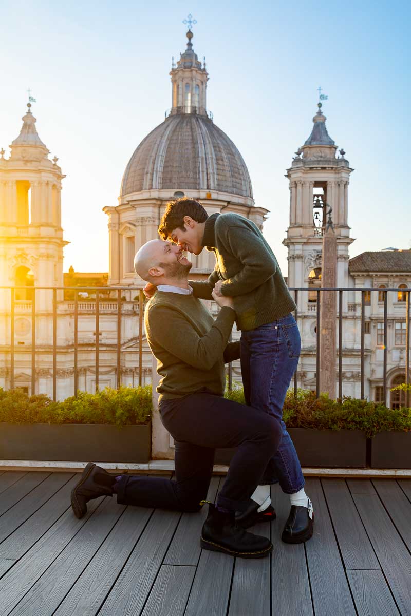 Sunset Rome Terrace Proposal Photography