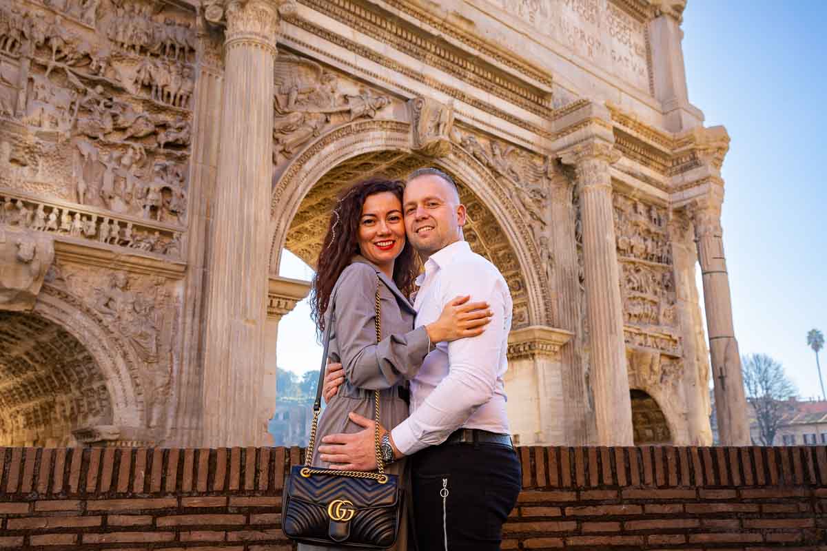 Couple portrait taken by the Septimius Severus arch 