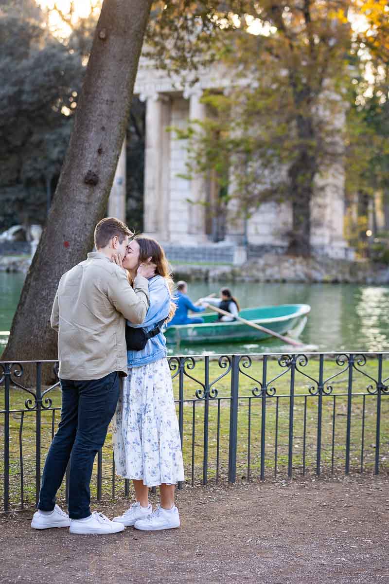 Just engaged in Rome Italy. Engagement photography session at the Borghese park 