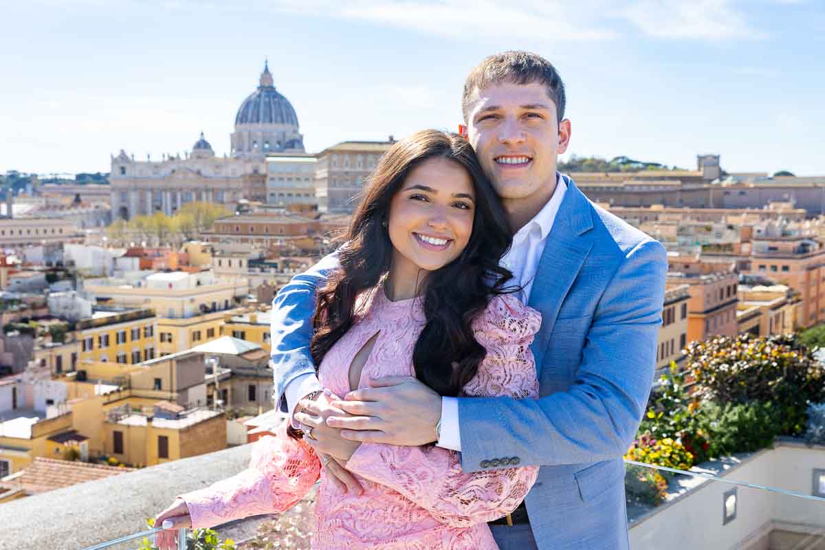 Couple portrait picture taken in Rome during an engagement photo session