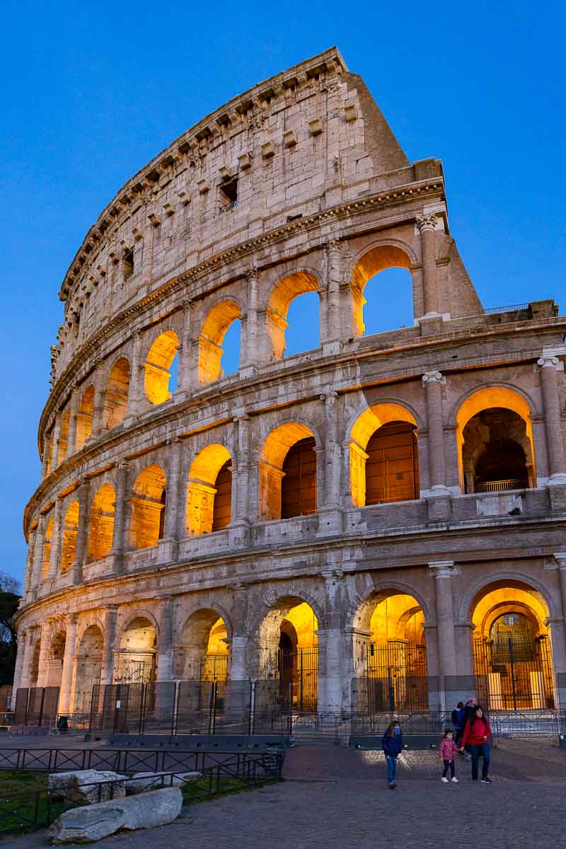 The Roman Colosseum at dusk. Rome, Italy. 