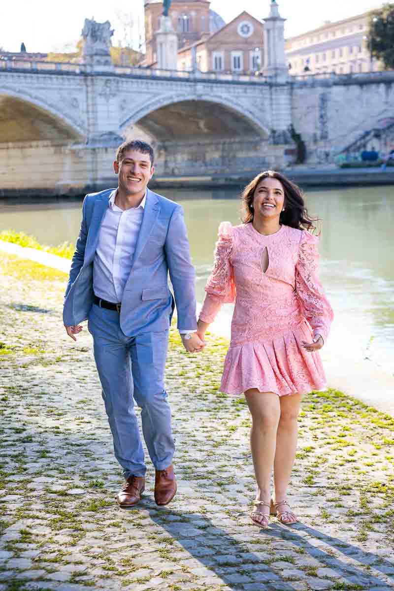 Couple walking by the river