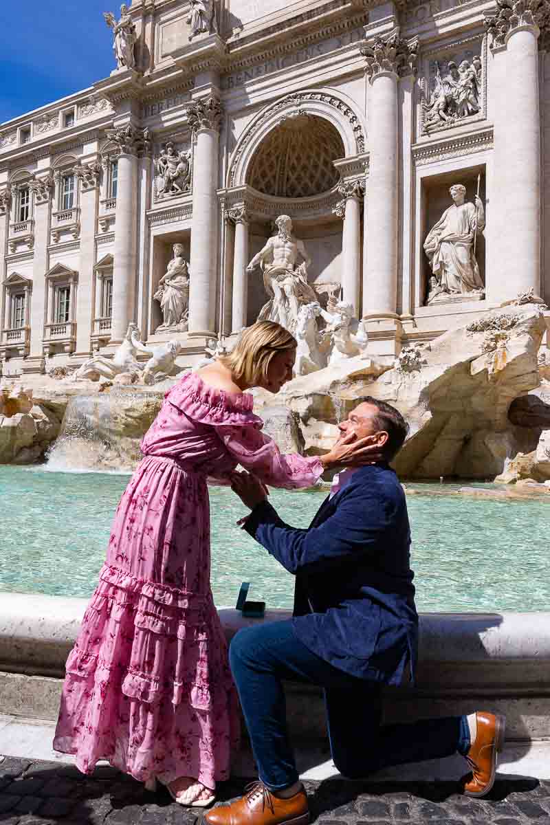 She said yes to a surprise proposal taking place at the Trevi fountain in Rome Italy