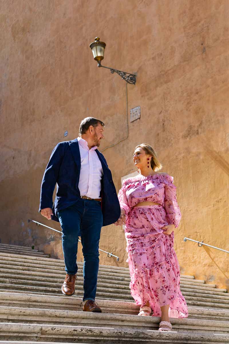 Walking down one of the Campidoglio staircase during a photo shoot in Rome