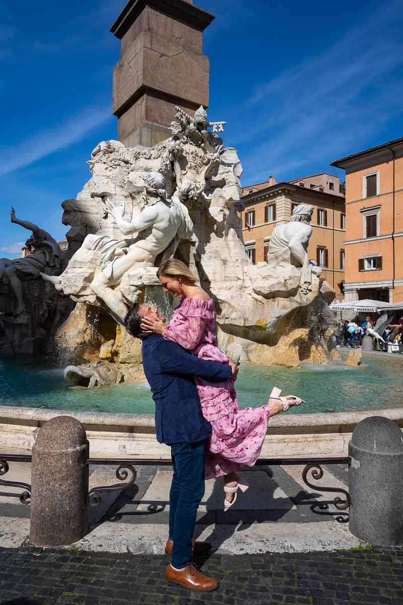 Pick me up in front of Rome's Piazza Navona Four River water fountain
