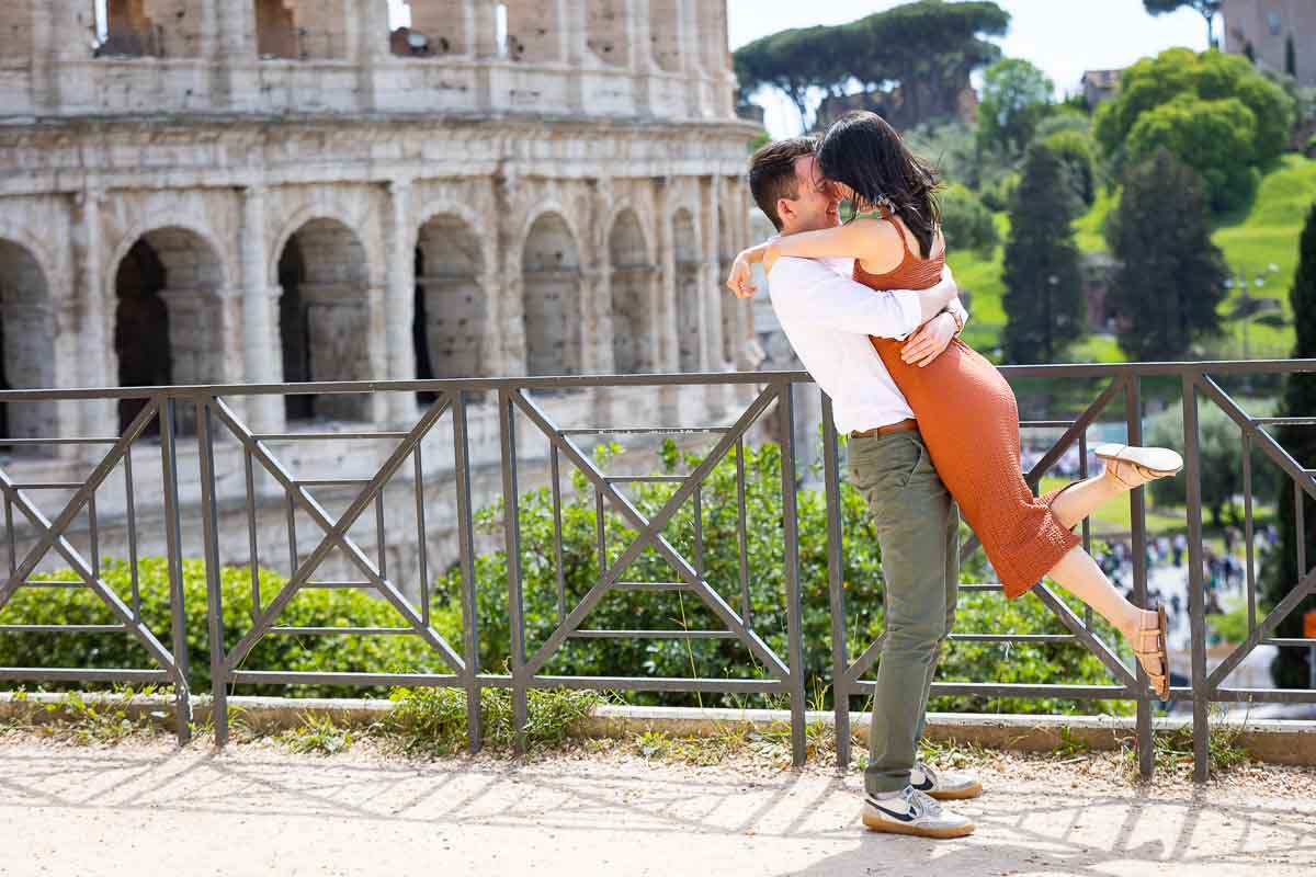 Up in the air at the Roman Colosseum. Photographer session 